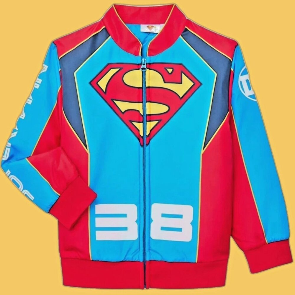 DC Comics Superman Boys Graphic Bomber Jacket Coat NWT Size 6-7